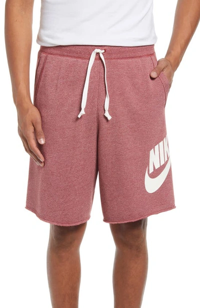 Shop Nike Sportswear Alumni Shorts In Dark Cayenne/ Htr/ Sail