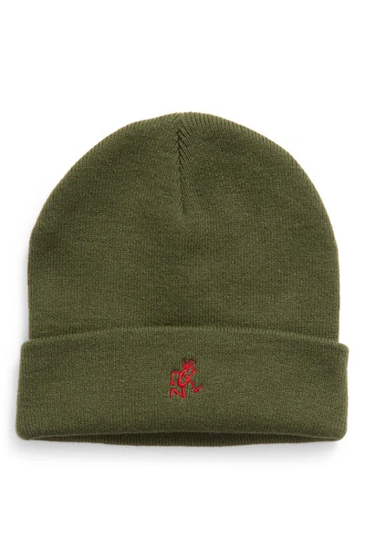 Shop Gramicci Watch Embroidered Beanie In Olive