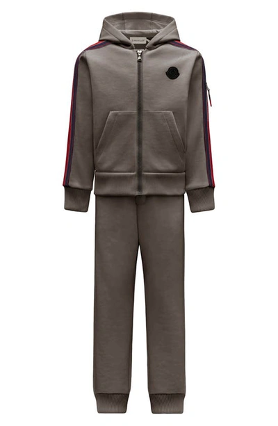 Shop Moncler Kids' Side Stripe Track Jacket & Pants Set In Grey