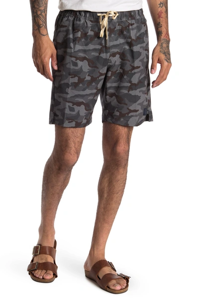 Shop Vintage 2-in-1 Elastic Waist Camo Shorts In Grey/olive