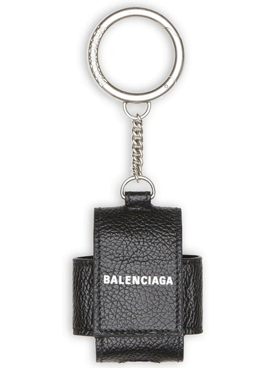 Shop Balenciaga Cash Airpods Holder In Black