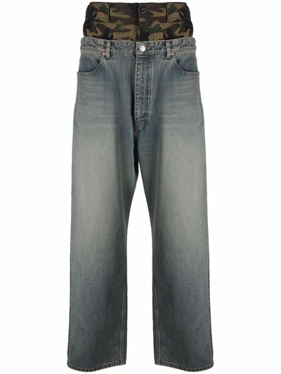 Shop Balenciaga Layered Wide-leg Jeans In Blue