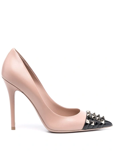 Shop Valentino Studded Pointed Pumps In Pink