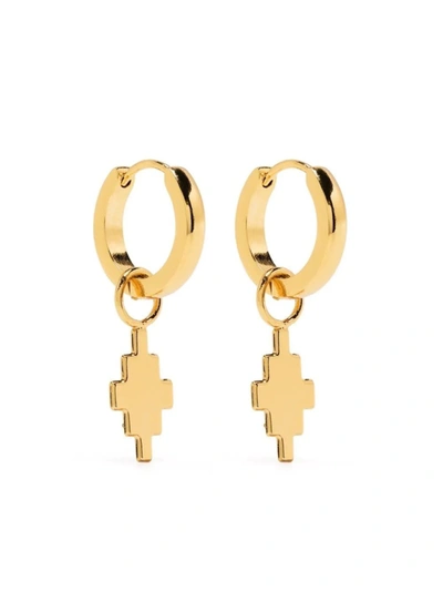 Shop Marcelo Burlon County Of Milan Cross Pendant Hoop Earrings Gold