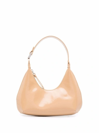 Shop By Far Cream-white Curved Zip-up Tote Bag In Neutrals