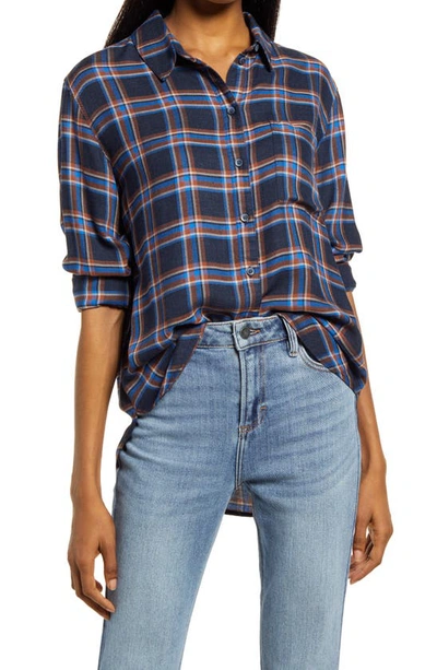 Treasure & Bond Treasure And Bond Plaid Boyfriend Shirt In Navy Spencer Plaid