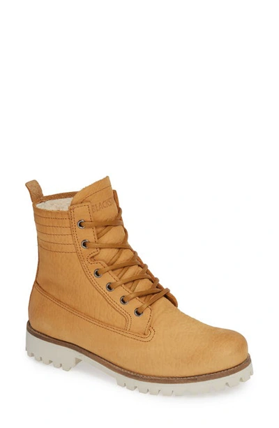 Blackstone Ol22 Lace-up Boot With Genuine Shearling Lining In Cuoio Leather