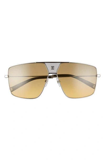 Shop Givenchy 63mm Oversize Aviator Sunglasses In Ruthenium/ Brown Ochra