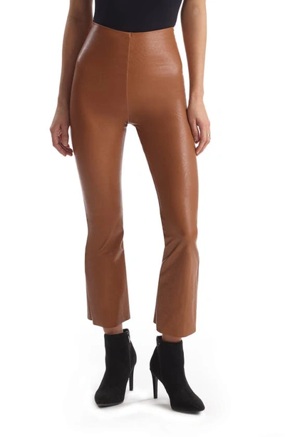 Shop Commando Faux Leather Flare Crop Pull-on Pants In Cocoa