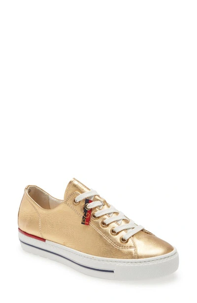 Shop Paul Green Carly Low Top Sneaker In Gold Leather