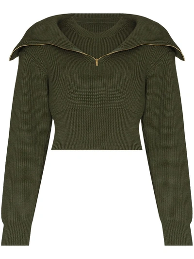 Shop Jacquemus Women's Green Wool Sweater