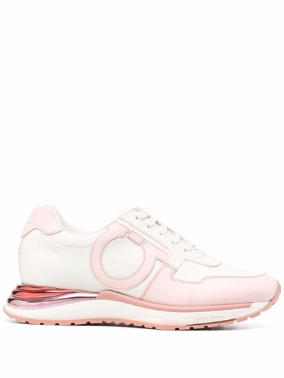 Shop Ferragamo Salvatore  Women's Pink Leather Sneakers