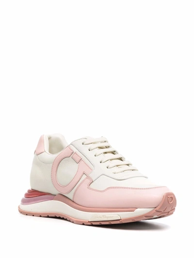 Shop Ferragamo Salvatore  Women's Pink Leather Sneakers