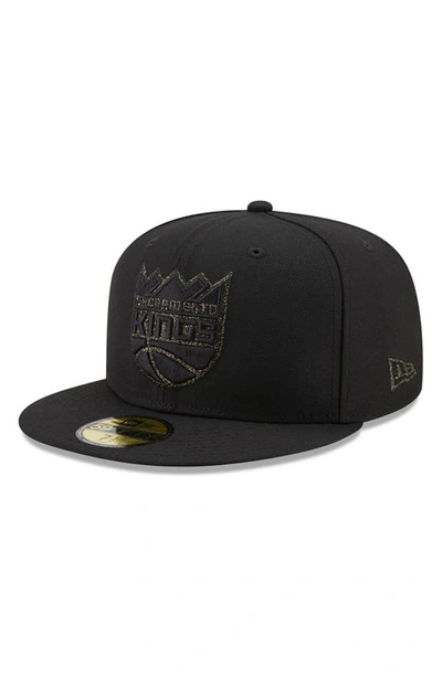 Shop New Era Black Sacramento Kings Logo Spark 59fifty Fitted Hat