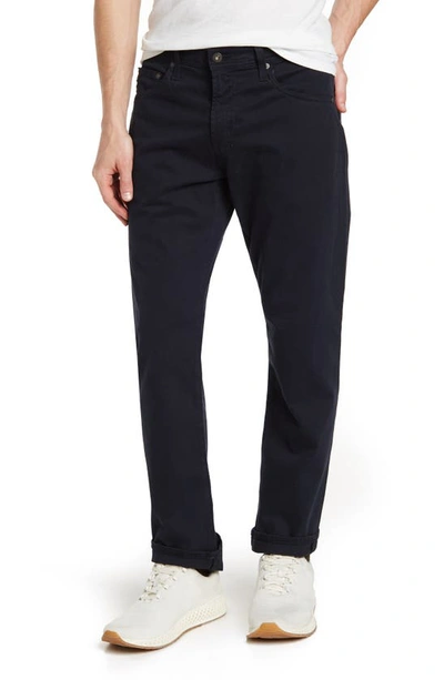 Shop Ag Everett Sueded Stretch Sateen Slim Straight Leg Pants In Deep Navy