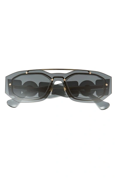 Shop Versace 51mm Irregular Sunglasses In Transparent Dark Grey