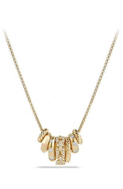 Shop David Yurman Stax Pendant Necklace With Diamonds In Yellow Gold