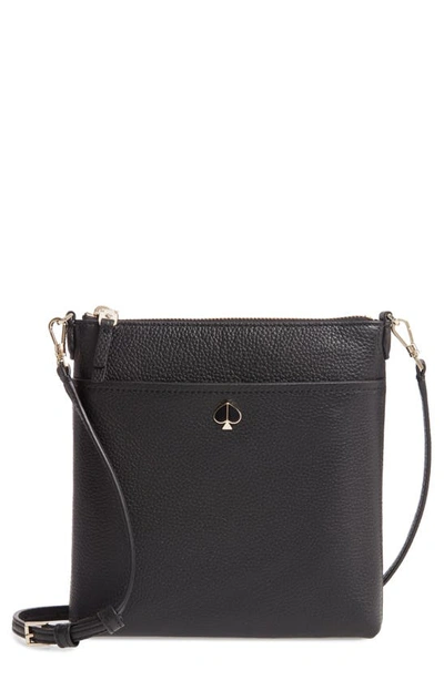 Shop Kate Spade Small Polly Leather Crossbody Bag In Black