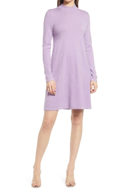 Vero Moda Happiness Long Sleeve Fit & Flare Sweater Dress In Lavendula |  ModeSens