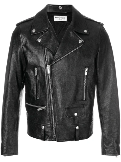 Shop Saint Laurent Motorcycle Jacket In Black