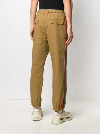 Shop Gucci Pantaloni Con Web In Beige