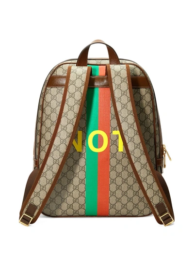 Shop Gucci Printed Backpack In Beige