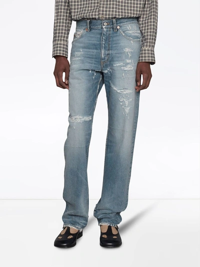 Shop Gucci Pantalone In Denim Organico Candeggiato Eco In Blue