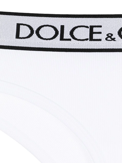 Shop Dolce & Gabbana Slip Brasiliano Con Banda Logata In White