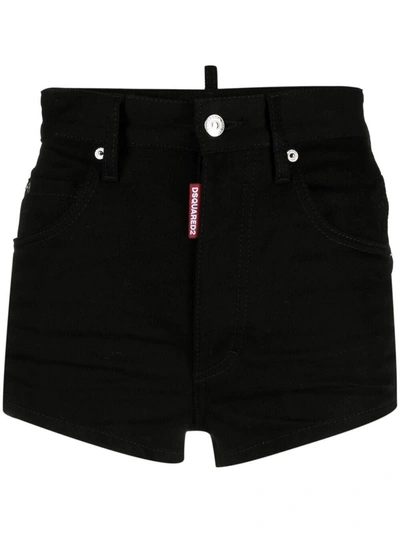 Shop Dsquared2 Icon Denim Shorts In Black
