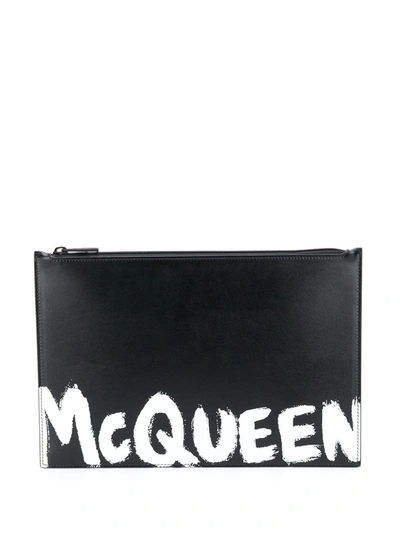 Shop Alexander Mcqueen Graffiti Pouch In Black