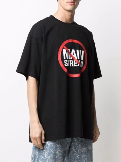 Shop Vetements No Mainstream Logo T-shirt In Black