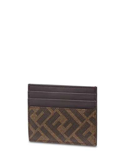 Shop Fendi Ff Cardholder In Brown