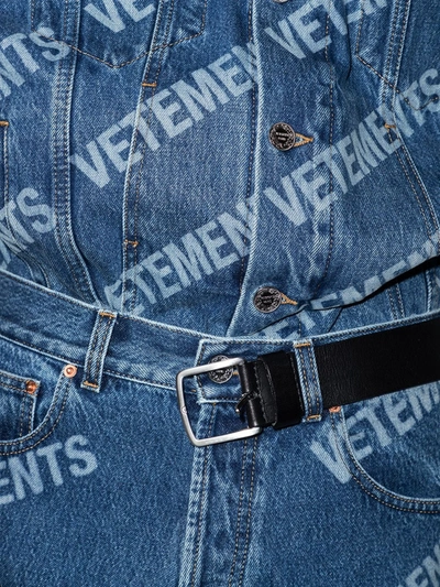 Shop Vetements Stamped Logo Denim In Blue