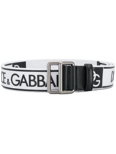 Shop Dolce & Gabbana Cintura In Nastro Logato In White