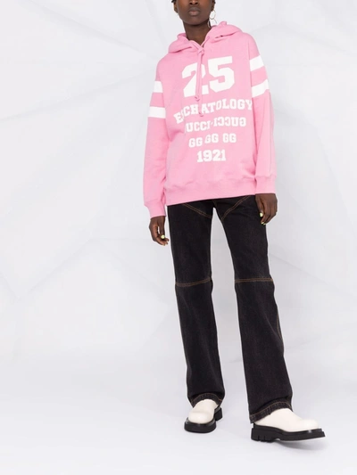 Gucci Pink Printed Hooded Cotton Sweatshirt In Pink & Purple | ModeSens
