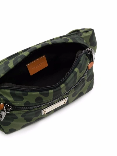 Shop Dolce & Gabbana Belt Bag With Leopard Print In Green