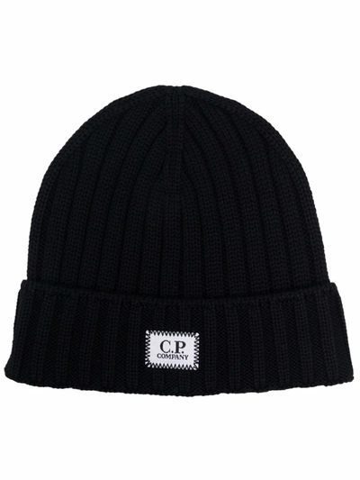 Shop C.p. Company Logo Beanie In Black
