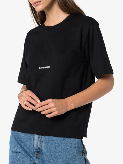 Shop Saint Laurent Sl Logo T-shirt In Black