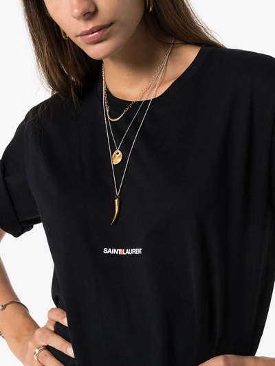 Shop Saint Laurent Sl Logo T-shirt In Black