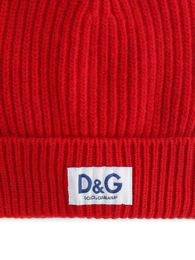Shop Dolce & Gabbana Beanie With Logo In Red