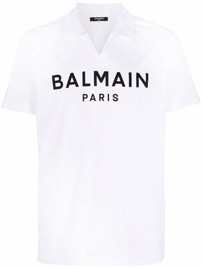 Shop Balmain Polo Con Logo  In White