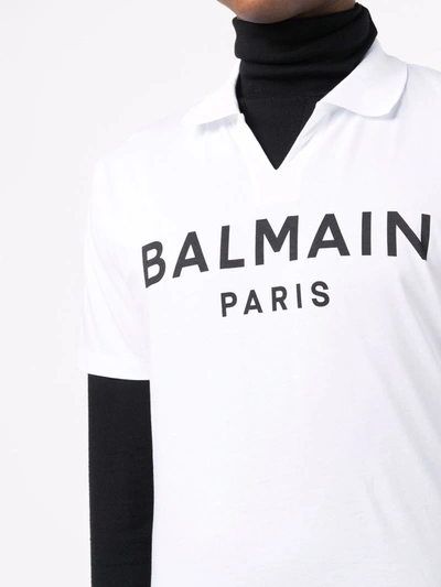 Shop Balmain Polo Con Logo  In White