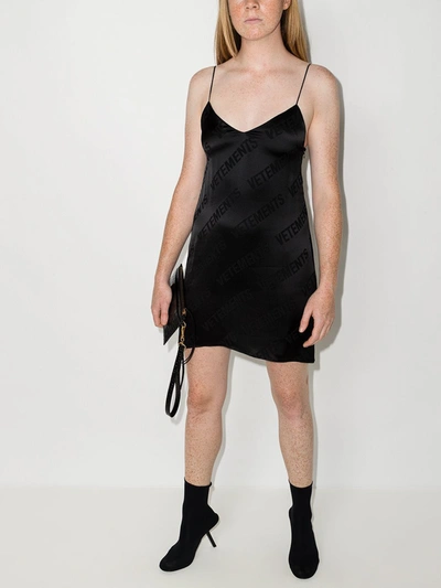 Shop Vetements Mini Dress Monogram In Black