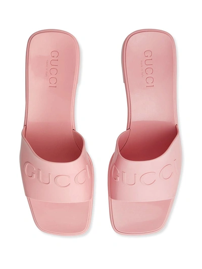 Shop Gucci Sandalo Slider In Gomma In Pink