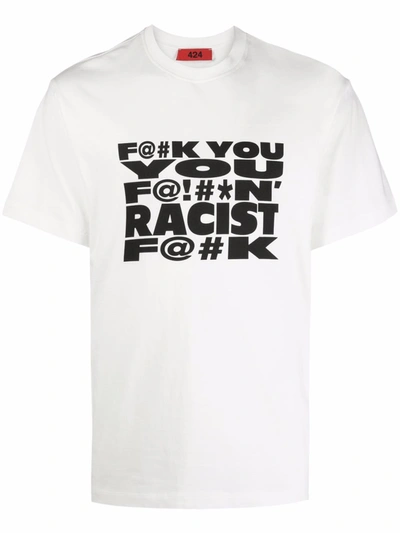 Shop 424 T-shirt Con Stampa Slogan In White