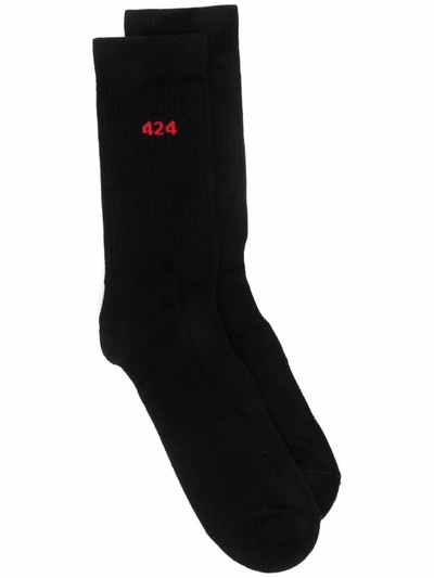Shop 424 Logo Socks In Black
