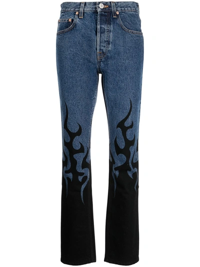Shop Vetements Jeans Black Fire Magic Fit In Blue