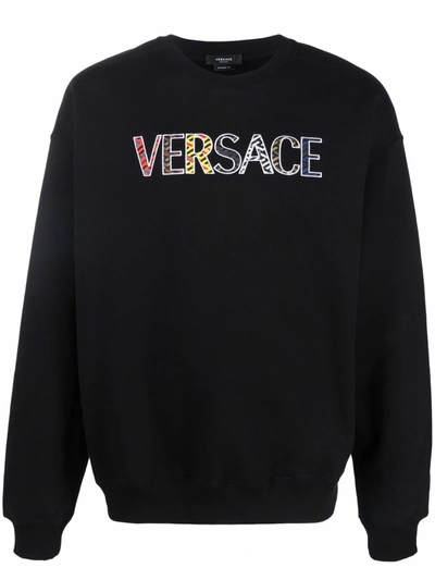 Versace Felpa Cut Out Monogram In Black | ModeSens