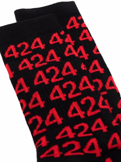 Shop 424 Logo Socks In Black