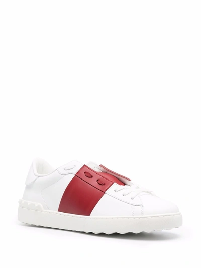Valentino Garavani White & Red Leather Open Sneakers | ModeSens